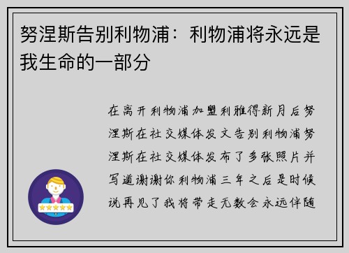 努涅斯告别利物浦：利物浦将永远是我生命的一部分